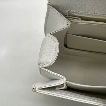 Gucci Bamboo 1947 Medium Vintage White Grained Leather With Strap