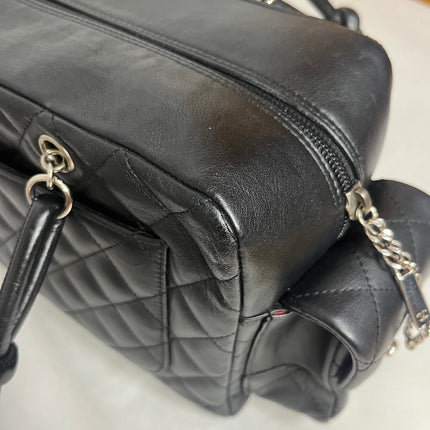 Chanel Cambon Multi-pocket Ligne Reporter Bag Medium Black Calfskin Leather