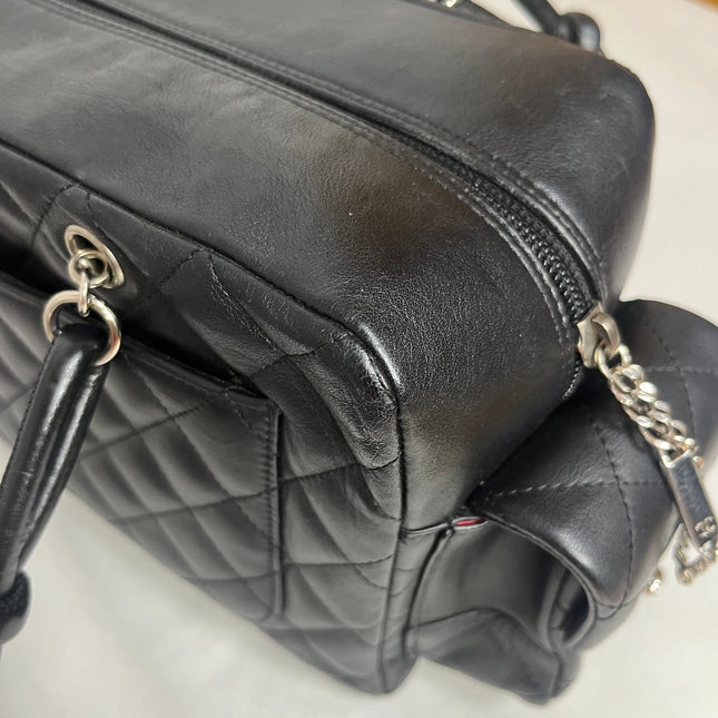 Chanel Cambon Multi-pocket Ligne Reporter Bag Medium Black Calfskin Leather