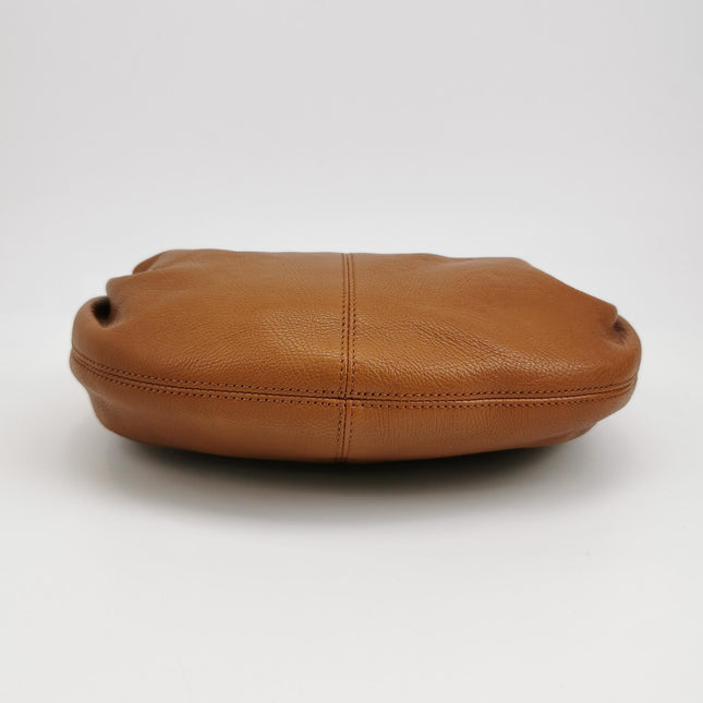 CHLOÉ Bracelet Hobo Embellished Brown Glossed Textured-leather Shoulder Bag