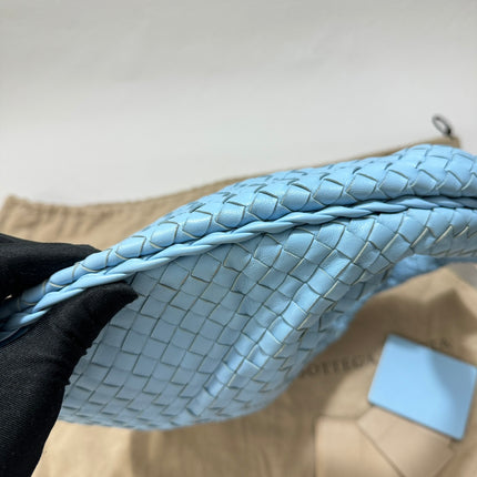 Sold Bottega Veneta Veneta Hobo Medium Baby Blue Intrecciato Leather Bag 43cm