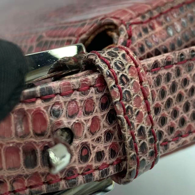 Fendi Baguette Purple Lizard Skin Leather Handbag