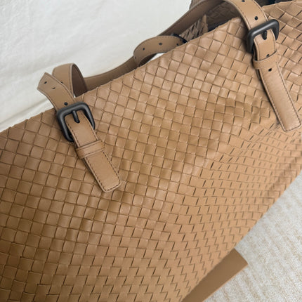 Bottega Veneta Cesta Shopper Tote Intrecciato Milk Chocolate Brown Leather Large 50cm
