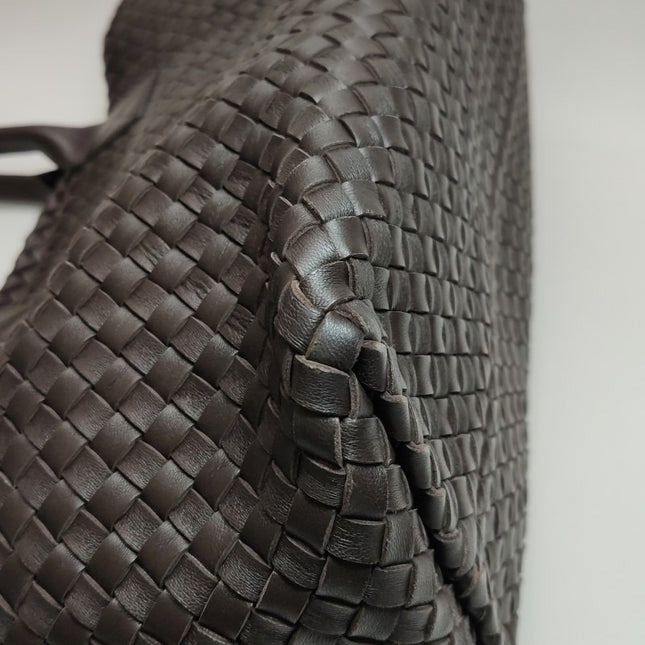 Sold Bottega Veneta Cabat Large Intreccio Leather Tote Bag Dark Chocolate Brown with Pouch