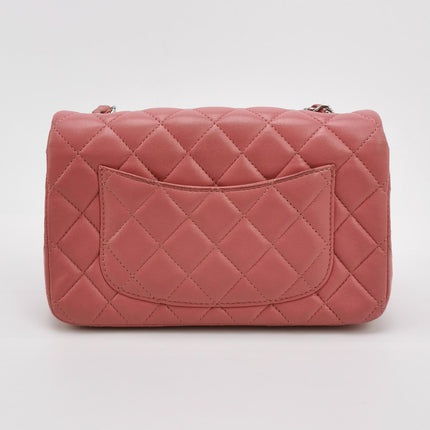 Chanel Classic Flap Mini 2016 Pink Lambskin Leather Silver Hardware