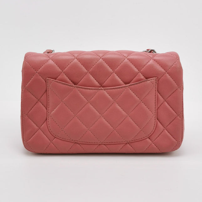 Chanel Classic Flap Mini 2016 Pink Lambskin Leather Silver Hardware