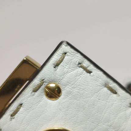 Fendi Baguette Selleria Medium White Calfskin Leather Crossbody Bag