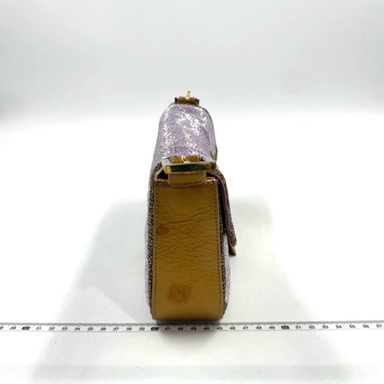 Sold FENDI Baguette Lilac Purple Glitter beads and Gold Leather