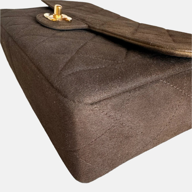 Sold Chanel Classic Flap Brown Suede Single Flap 24k Gold Plated Hardware