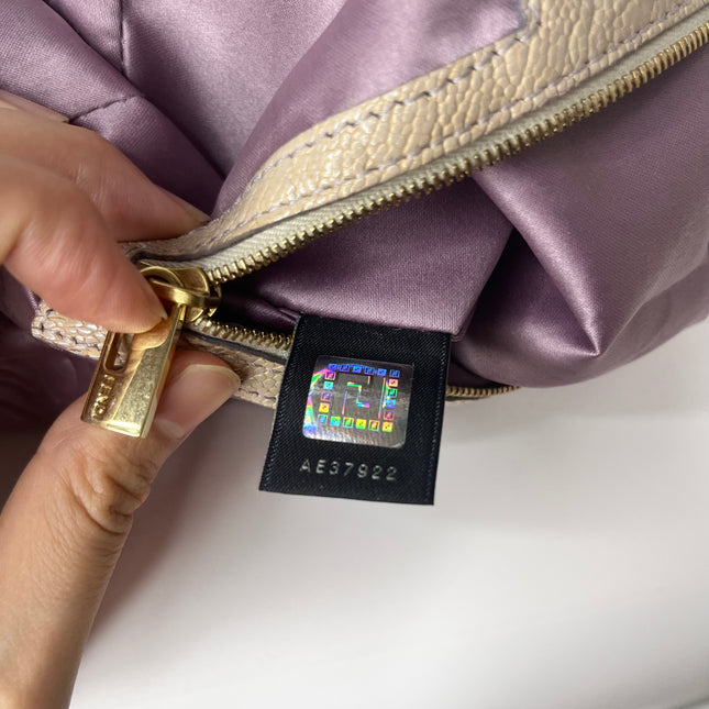Sold FENDI Baguette Purple Silk with embossed pattern