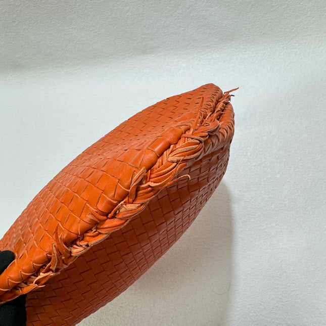 Bottega Veneta Veneta Hobo Medium Orange with Fringe Edges Intrecciato Leather Bag 47cm