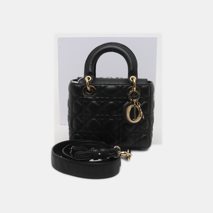 Lady Dior Small My Abcdior Black Lambskin Leather