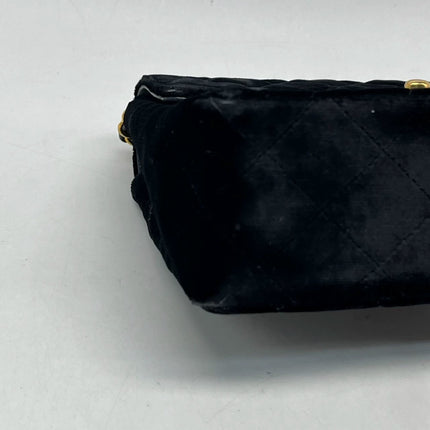 Chanel Classic Flap Mini Square Vintage Black Velvet 24k Gold Hardware 1991-94