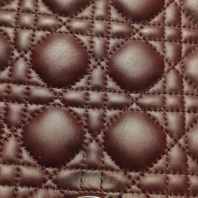Lady Dior Large Bag Burgundy Lambskin Cannage Leather