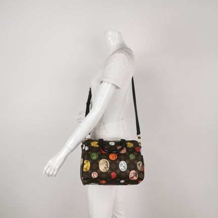 Louis Vuitton Speedy 25 Bandouliere Fornasetti Louvre Stamps