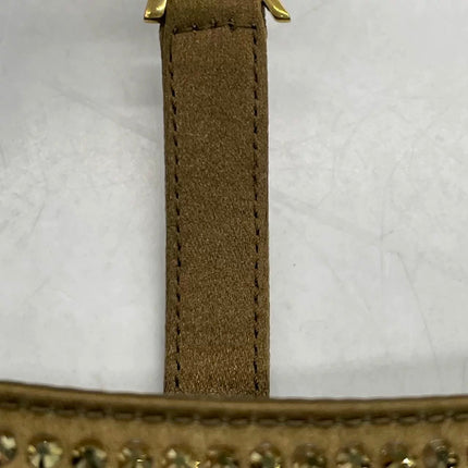 Yves Saint Laurent YSL Le 5 A 7 Hobo Mini Brown Silk Crystals Shoulder Bag