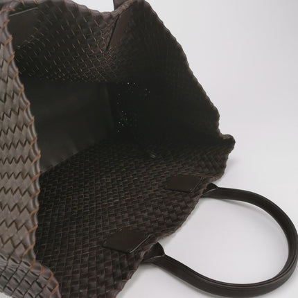 Bottega Veneta Cabat Tote Intreccio Leather Dark Chocolate Brown 45cm