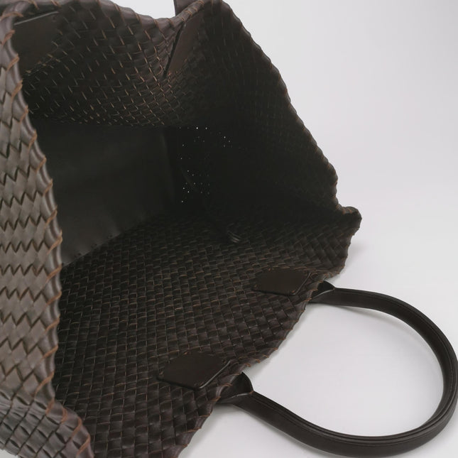 Bottega Veneta Cabat Tote Intreccio Leather Dark Chocolate Brown 45cm