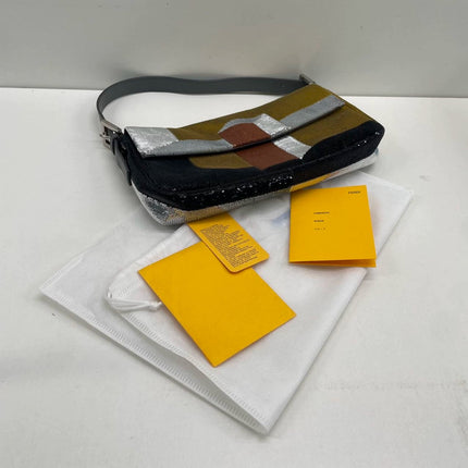 Fendi Baguette Blocks Abstract Pattern Glitter Sequin Shoulder bag