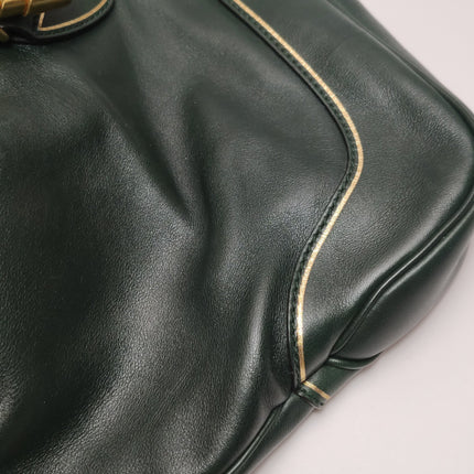 Gucci Jackie Soft Medium Green Leather Shoulder Bag With Strap