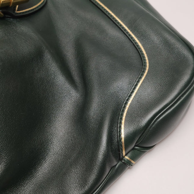 Gucci Jackie Soft Medium Green Leather Shoulder Bag With Strap