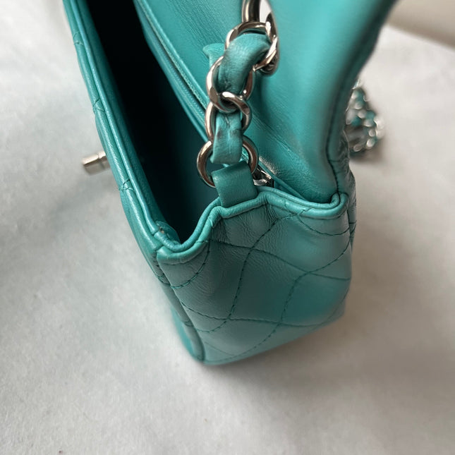 Chanel Classic Flap Mini Blue Lambskin Leather Gold Hardware 2014