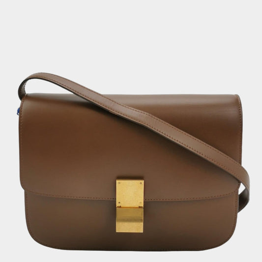 CELINE Classic Box Flap Caramel Brown Leather crossbody bag-Luxbags
