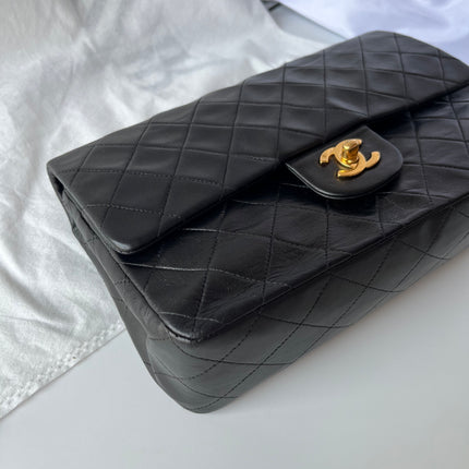 Chanel Classic Flap Vintage Medium Black Lambskin Leather with 24k Gold HW, 1996-1997