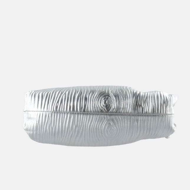 Sold Bottega Veneta Pouch Mini Silver Lambskin Leather Tree Trunk Swirl pattern