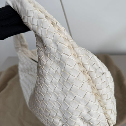 Bottega Veneta Belly Hobo Intrecciato White Nappa Leather Medium 40cm