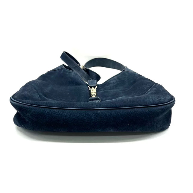 Gucci Jackie 1961 Medium Navy Suede Leather Bag