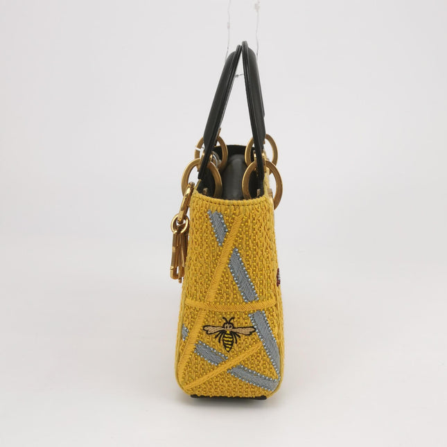 Lady Dior Mini Limited Edition Yellow Star and Bee Beaded Handbag 2017