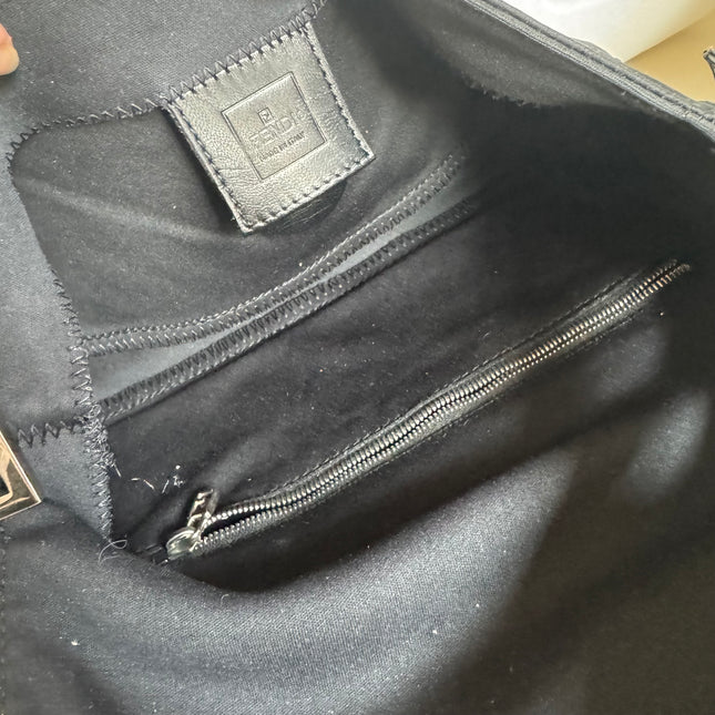 FENDI Baguette Vintage Black Cloth Silver Hardware