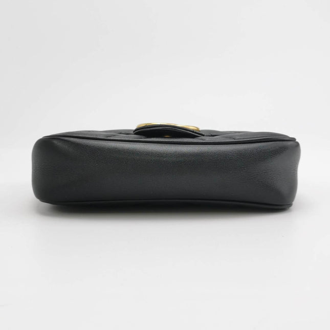 Sold Gucci Marmont Super Mini Flap Leather Bag Black Leather