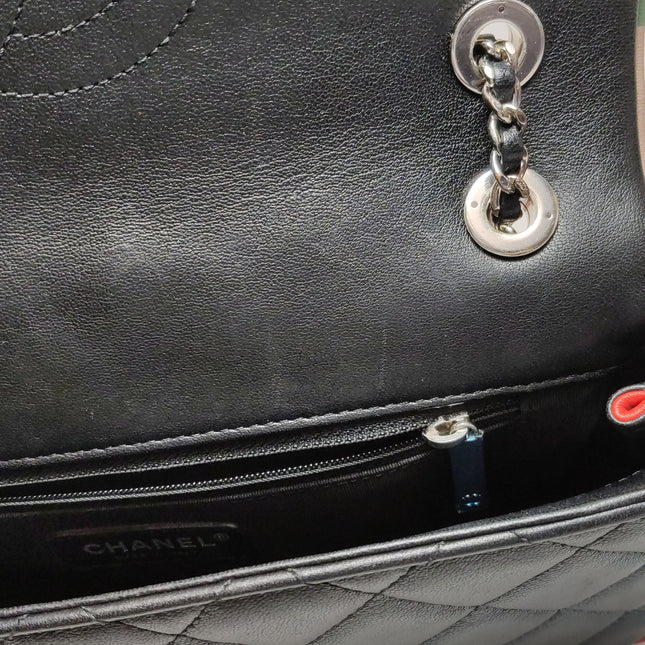 Chanel Timeless Classic Flap Lambskin Plexiglass Quilted Medium Cuba Color Flap Black with Multicolor Trim