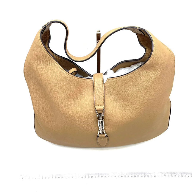 Gucci Jackie Beige Sand Leather Silver Hardware