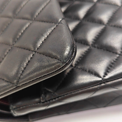 Chanel Timeless Classic Flap Medium 2014 Black Lambskin Leather Silver Hardware