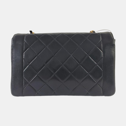 Chanel Diana CC Flap Bag Medium Vintage Black Lambskin Leather with 24k Gold HW, 1991-1994