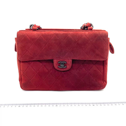 Chanel Vintage Shoulder Bag Burgundy Suede Leather Gunmetal Hardware 2000-02