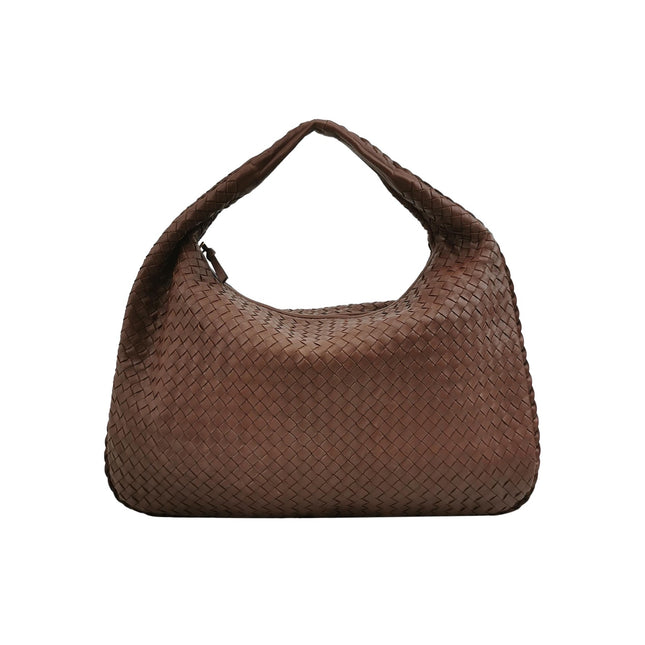 Bottega Veneta Veneta Hobo Intrecciato Chocolate Brown Medium Lambskin Leather 45cm