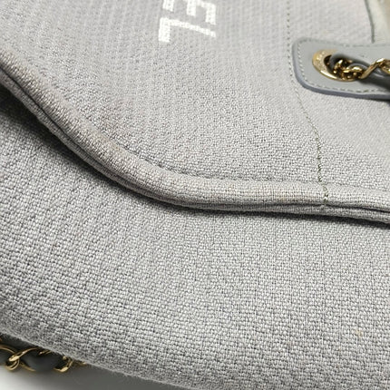 Chanel Deauville Tote Medium Grey Denim Top Handle