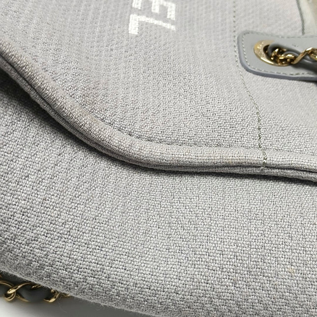 Chanel Deauville Tote Medium Grey Denim Top Handle