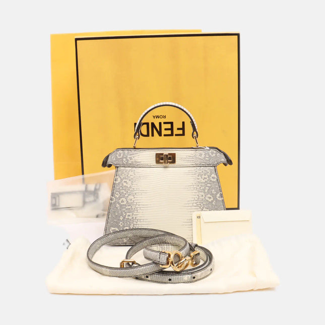 Sold Fendi Peekaboo ISeeU Petite White Lizard Leather Bag
