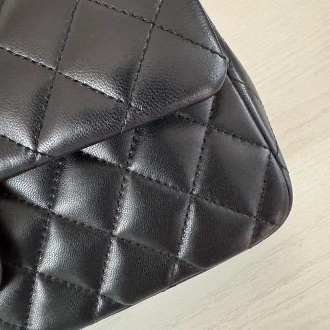 Chanel Classic Flap Vintage Medium Black Lambskin Leather with 24k Gold HW, 1991-1994
