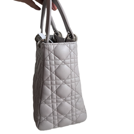 Sold Lady Dior Grey Cannage Leather Medium no strap