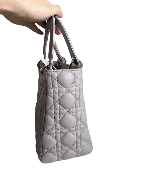 Sold Lady Dior Grey Cannage Leather Medium no strap