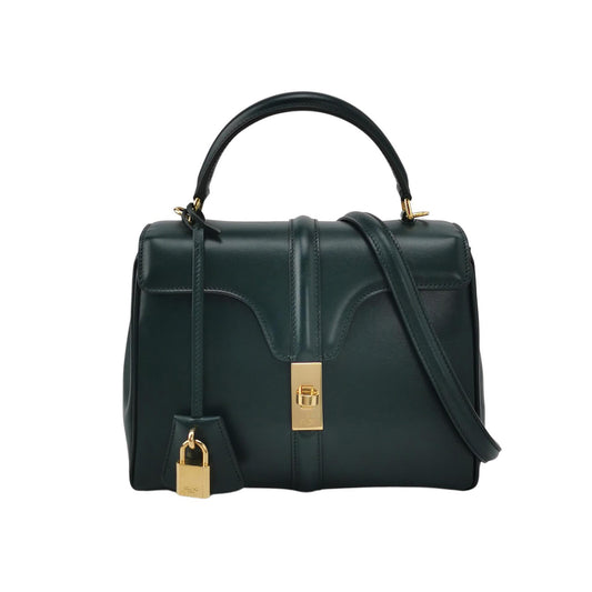 Celine 16 Bag Small Dark Green Smooth Calfskin Leather-Luxbags