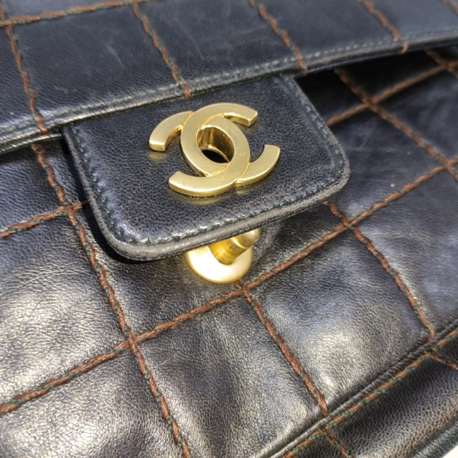 Chanel Chocolate Bar Black Flap Bag Gold Hardware, 2002-2003