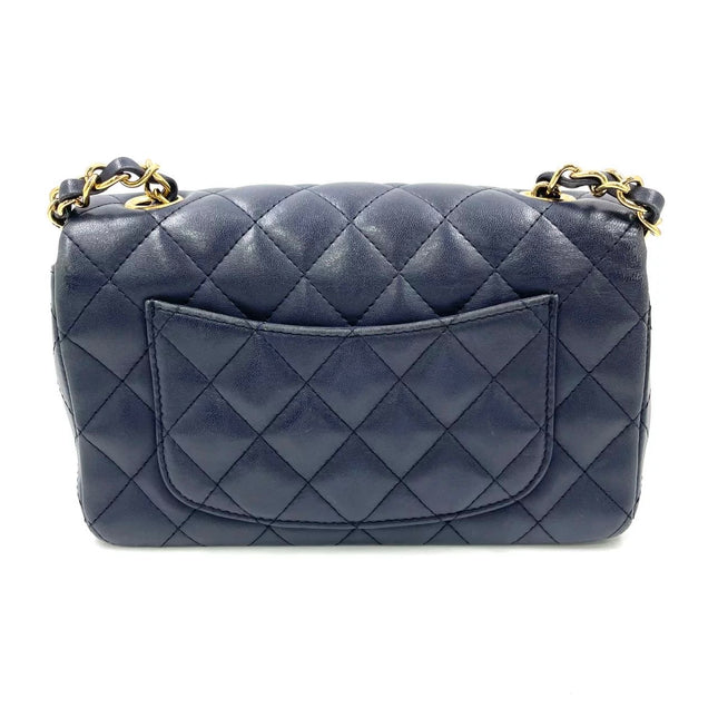 Chanel Classic Flap Rectangular Mini 2015 Navy Lambskin Gold Hardware