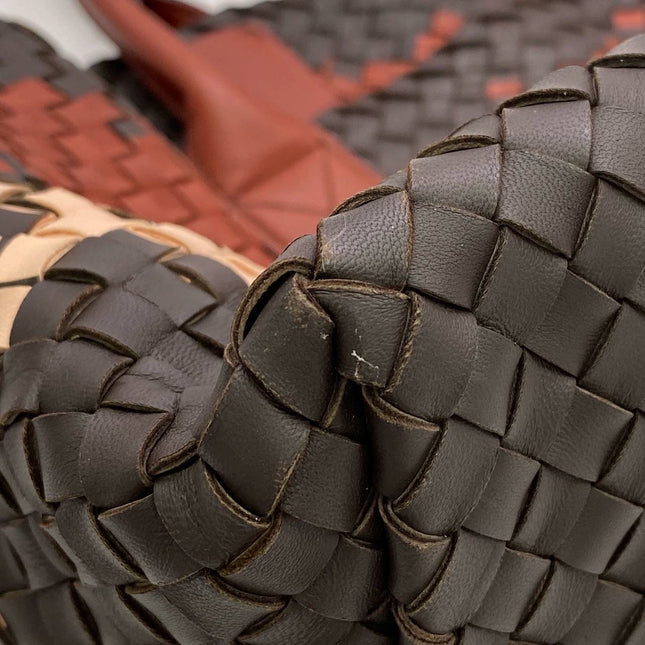 Bottega Veneta Cabat Tote Intreccio Leather Multicolor Brown Burgundy Beige 42cm